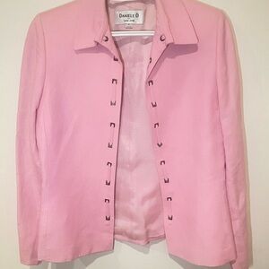 Pink Women's Linen Jacket with Silver detailing